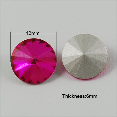 Cabochon rond en verre 12mm Fuchsia (1)  