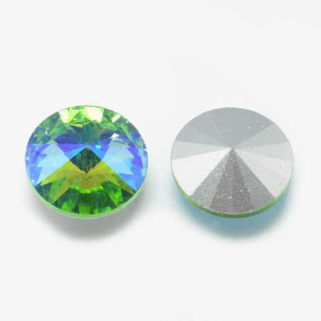Cabochon rond en verre 12mm Light Bleu Green (1)  