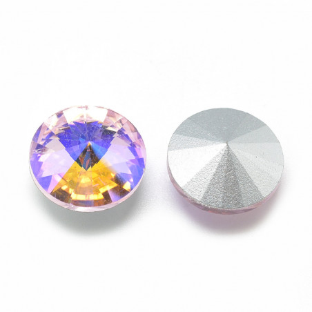 Cabochon rond en verre 12mm  Light Rose Iris (1) 