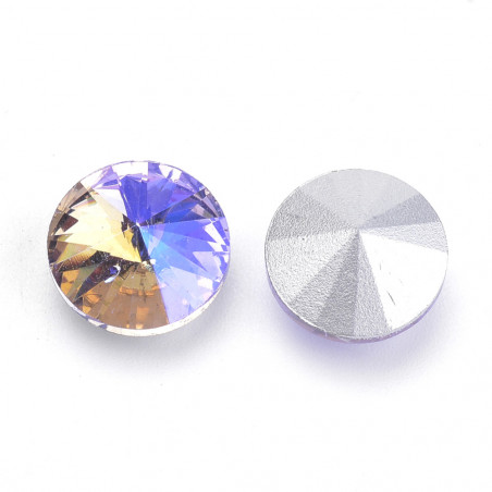 Cabochon rond en verre 12mm Light Violet Iris (1) 