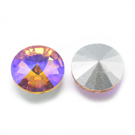 Cabochon rond en verre 12mm Light Topaz Iris (1) 