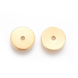 Perles Disque Plat en Acier Doré 8x0.8x1.2mm (X1) 