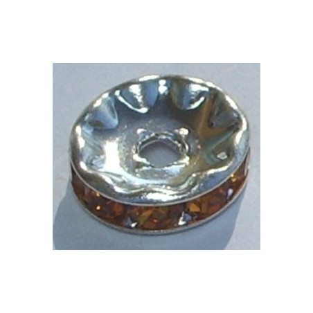 Rondelle strass 6mm Topaz Argent (x1)