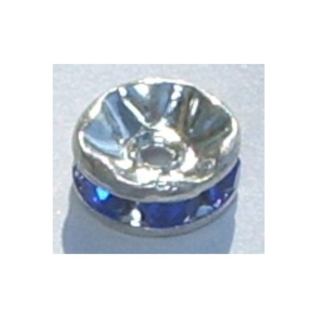 Rondelle strass 7mm Saphir Argent (x1)  