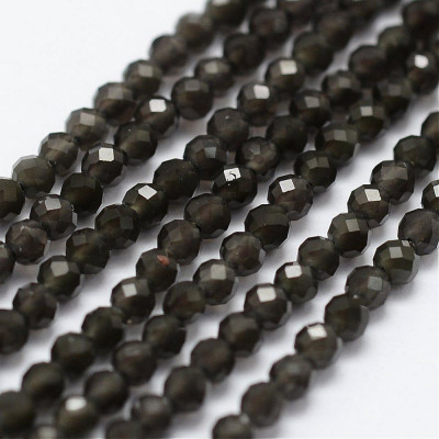 Perles Obsidienne Naturelle 2mm (X1 fil) 