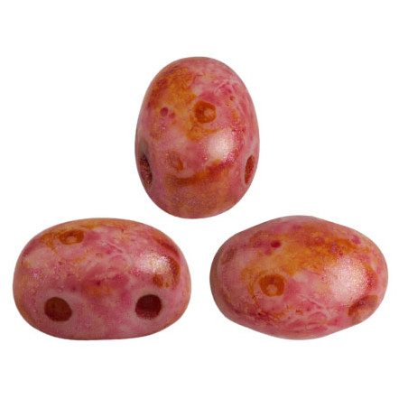  Perles Samos® par Puca® 5x7mm Opaque Rose Spotted (x5gr) 