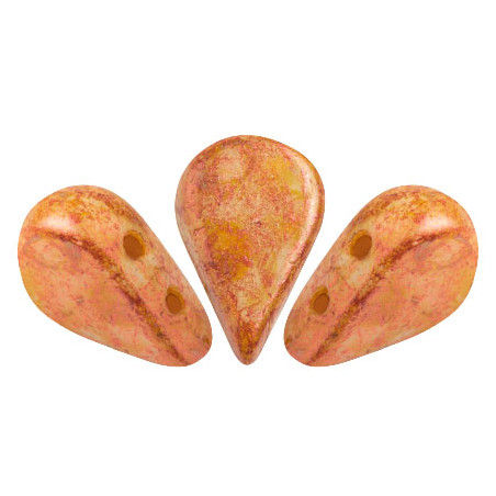 PERLES EN VERRE AMOS® PAR PUCA® 5X8 MM OPAQUE SALMON SPOTTED (X5G) 