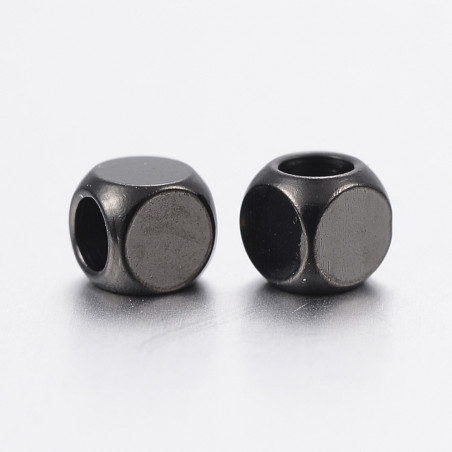 Cube En Acier Inoxydable Noir 3x3x2mm (x1)