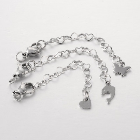 Chainette 7,5cm Avec Fermoir Mousqueton 15mm En Acier inoxydable Avec Breloque Dollar (x1)