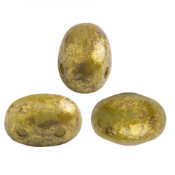  Perles Samos® par Puca® 5x7mm Opaque Light Aqua Gold Spotted (x5gr) 