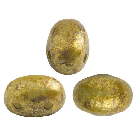  Perles Samos® par Puca® 5x7mm Opaque Light Aqua Gold Spotted (x5gr) 