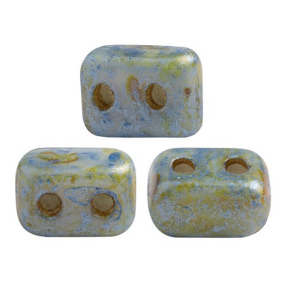 Perles Ios® par Puca® 5,5x2,5 mm Opaque Blue Green Spotted (x5g) 
