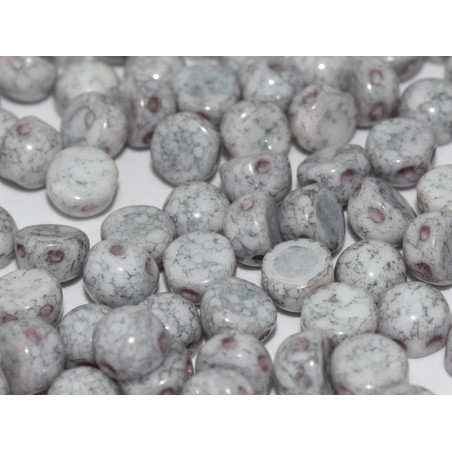 Perle Cabochon 2 trous Chalk White Teracota Copper (x12) 