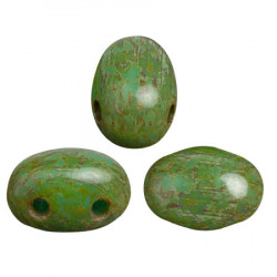  Perles Samos® par Puca® 5x7mm Opaque Turquoise Green Travertin Dark (x5gr)  