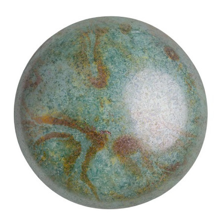 Cabochon Verre 25mm Opaque Mix Blue Green Ceramic Look (X1) 