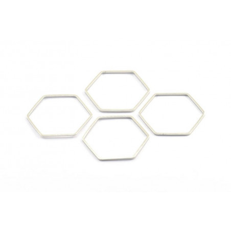 Support Hexagone Laiton Argenté 25x1mm (x1) 