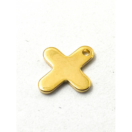 Breloque Croix Doré Acier inoxydable 12x12mm (x1) 