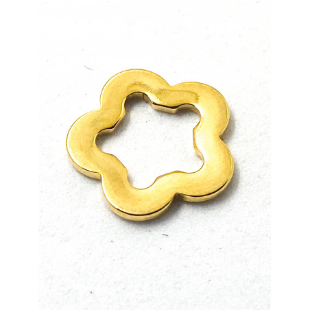 Breloque Fleur Doré Acier inoxydable 12mm (x1)