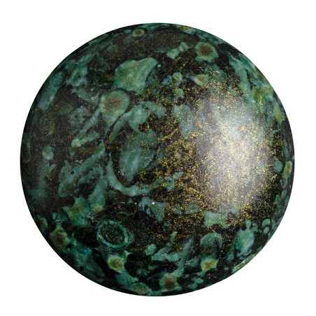 Cabochon Verre 25mm Metallic Mat Green Spotted (X1) 