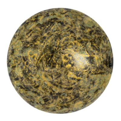 Cabochon Verre 25mm Metallic Mat Old Gold Spotted (X1) 