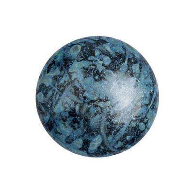 Cabochon Verre 18mm Metallic Mat Blue Spotted (X1) 
