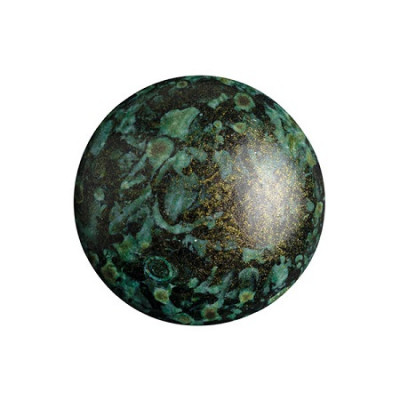 Cabochon Verre 18mm Metallic Mat Green Spotted (X1) 