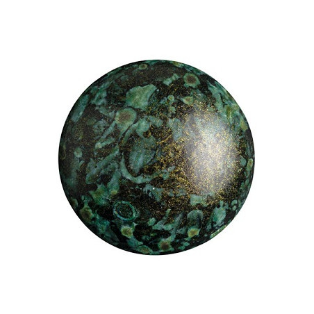 Cabochon Verre 18mm Metallic Mat Green Spotted (X1) 
