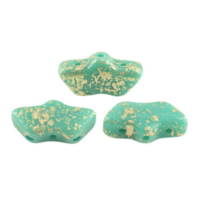 Perles Delos® 6x11mm Opaque Green Turquoise Splash par Puca® (5gr)  