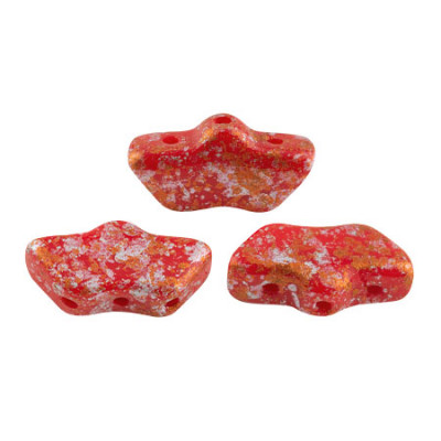 Perles Delos® 6x11mm Opaque Coral Red Tweedy par Puca® (5gr) 