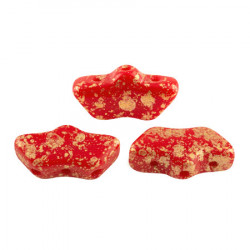 Perles Delos® 6x11mm Opaque Coral Red Splash par Puca® (5gr) 