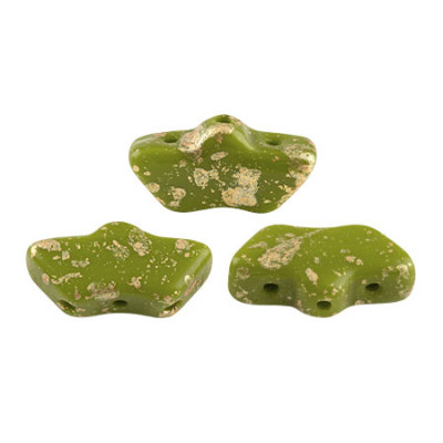 Perles Delos® 6x11mm Opaque Green Splash par Puca® (5gr) 