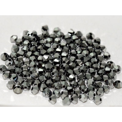 Perles Toupies 4mm Préciosa Jet Light Hématite Full (X20) 