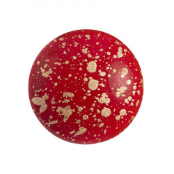 Cabochon Verre 18mm Opaque Coral Red Splash (X1)   