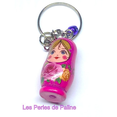 Poupée Russe en bois Fuchsia 34X17X17mm (X1) 