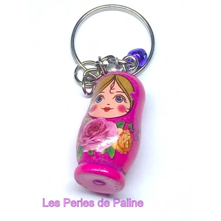 Poupée Russe en bois Fuchsia 34X17X17mm (X1) 