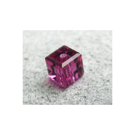 Perle cube en cristal Swarovski 5601 4mm Fuchsia (x1)