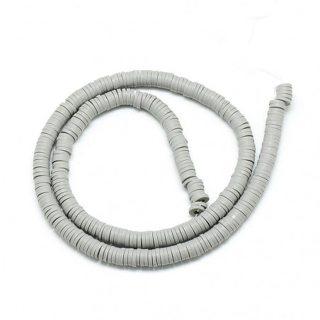 Perles Heishi Polymère Gris clair 6x0,5mm (x1fil)  