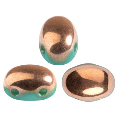  Perles Samos® par Puca® 5x7mm Opaque Green Turquoise Capri Gold (x5gr)