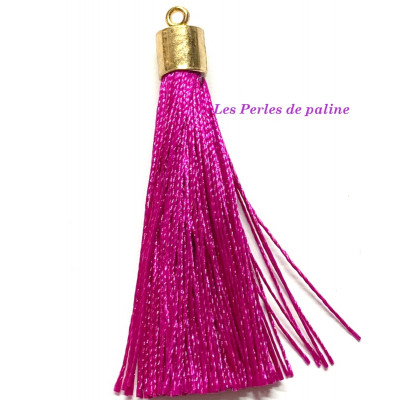 Pompon Gold Soie Fuchsia 80mm (X1) Pompon Gold Soie Fuchsia 80mm (X1)