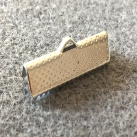 Embout à Clipser rectangle argenté 25x6x5mm trou:1x3mm (x100)