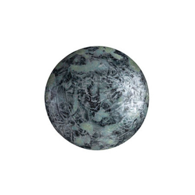 Cabochon Verre 14mm Metallic Mat Old Silver Spotted (X1)