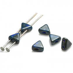 Perles khéops® par Puca® Opaque Sapphire Travertin Dark 6x3mm (X5gr)
