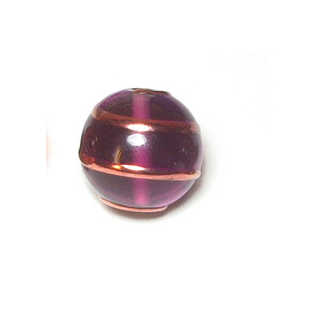 Perle 16mm Amethyst striée Or