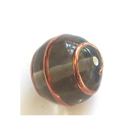 Perle 16mm Grise striée Or