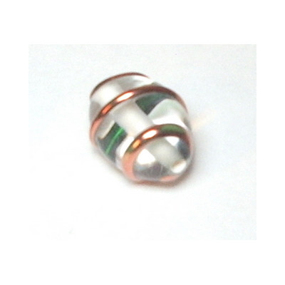 Perle ovale 15mm Crystal striée Or Perle ovale 15mm Crystal striée Or