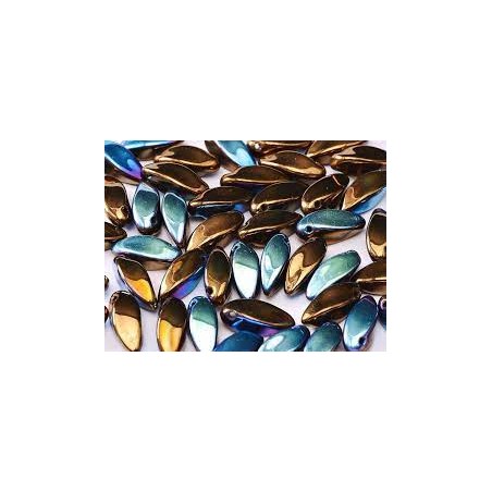 Perles Twist 6X12mm Jet Bronze AB (X10)