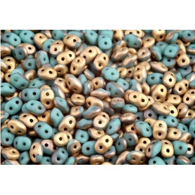 Matubo® SuperDuo Duet® 2,5x5mm Turquoise Blue Fool's Gold 63130/26471 (x10gr) Matubo® SuperDuo Duet® 2,5x5mm Turquoise Blue Fool's Gold 63130/26471 (x10gr)