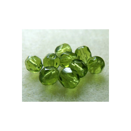 Facettes en verre de Bohême 5mm Olivine (x10)
