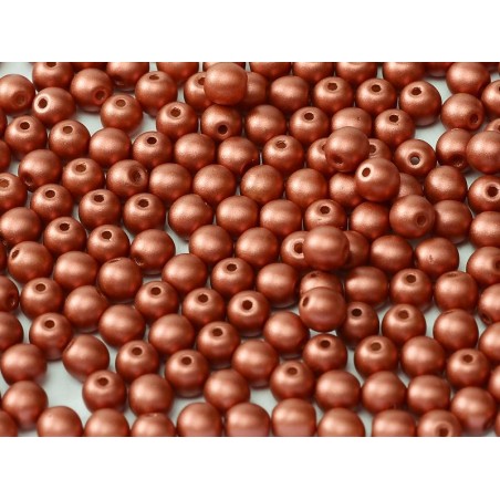 Perle en verre de Bohème 6mm Mat Metallic Red (X25)