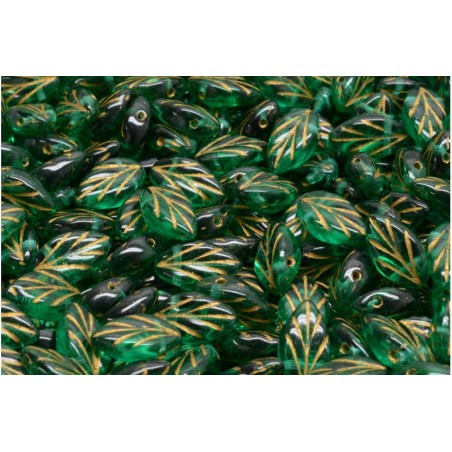 Feuille 7x11mm Emeraude doré (x10)